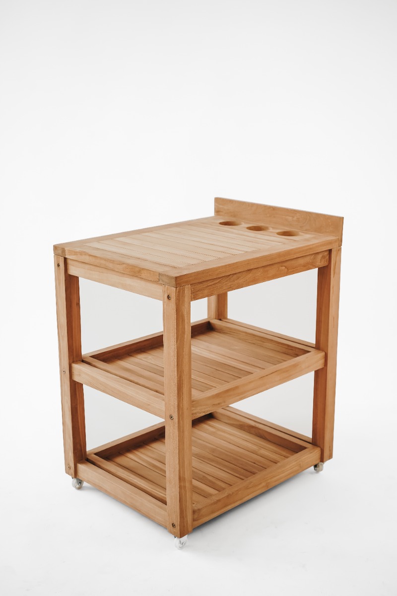 Ervaar Luxe Dineren: Teak Serveerkar | Stijlvolle Toevoeging | Afmetingen 65x50x70 cm