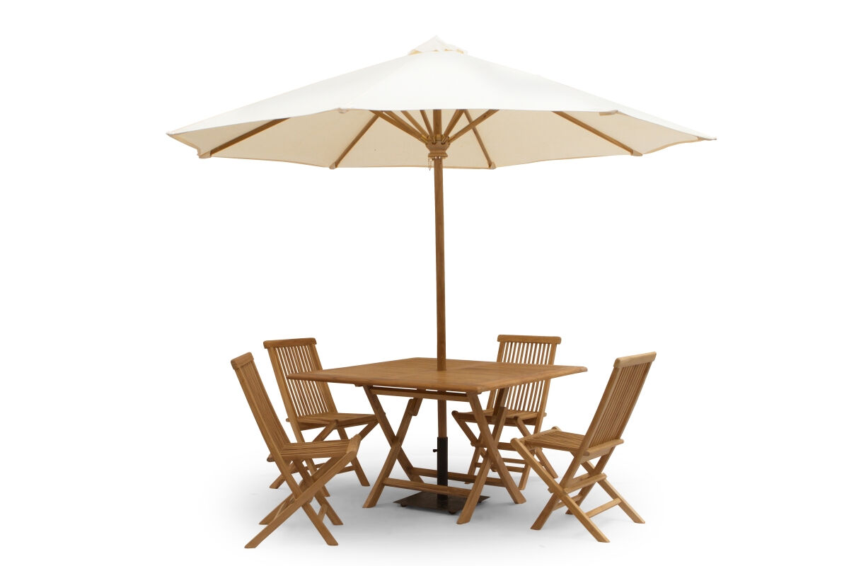 Creëer een Luxe Buitenoase: Teak Tuinset met Parasol voor Stijlvol Buitenleven
