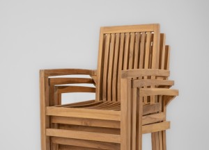 Ontdek Comfort en Stijl met Stapelbare Teak Tuinstoel Set - Model Pile (Set van 4)