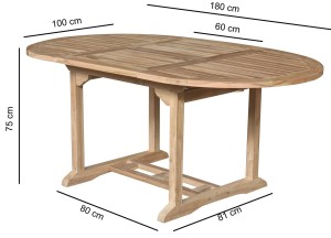 Ovale Teak Tuintafel Uitschuifbaar 120-180 cm | FSC Massief