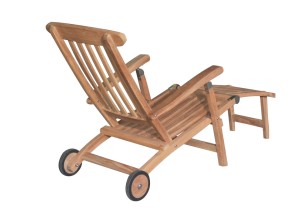 Luxe Teakhouten Deckchair met Wielen en RVS Beslag | Verstelbare Tuin Ligstoel - Geniet van Comfort en Stijl in je Tuin - Teakea