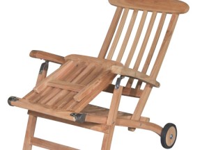 Luxe Teakhouten Deckchair met Wielen en RVS Beslag | Verstelbare Tuin Ligstoel - Geniet van Comfort en Stijl in je Tuin