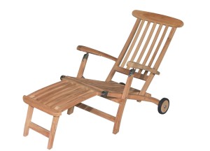 Luxe Teakhouten Deckchair met Wielen en RVS Beslag | Verstelbare Tuin Ligstoel - Geniet van Comfort en Stijl in je Tuin