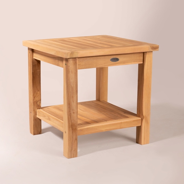 FSC® Teakhouten Tuin Bijzettafel 50x50 cm met Onderblad