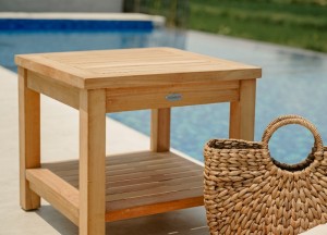 FSC® Teakhouten Tuin Bijzettafel 50x50 cm met Onderblad