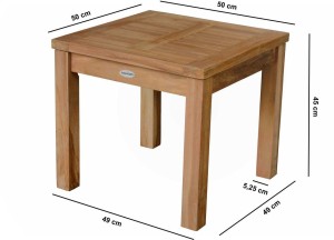 Teak Bijzettafeltje Vierkant 50x50x45 cm | FSC Massief Teak