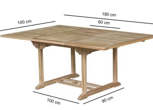 Teakhouten Uitschuifbare Tuintafel – Rechthoekig | 120 <> 180x100x75 cm | Duurzaam en Stijlvol
