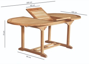 Teakhouten Uitschuifbare Tuintafel – Ovaal | 150-200x100x75 cm | Duurzaam Tuinmeubel