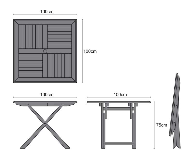 Teak Houten Klaptafel | Functioneel en Stijlvol | 100x100x75 cm