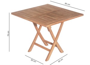 Teak Klaptafel Vierkant 90x90 cm | Tuintafel Inklapbaar | Teakea