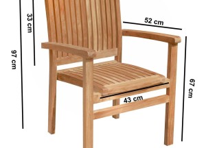 Ibiza | Set van Vier Stapelbare Teak Tuinstoelen - Stijlvol Comfort voor Jouw Buitenruimte