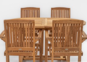 Ibiza | Set van Vier Stapelbare Teak Tuinstoelen - Stijlvol Comfort voor Jouw Buitenruimte