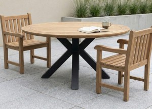 Talo Industriële Tuintafel - 150x150x75 - Matrixpoot voor Stijlvol Buitenleven