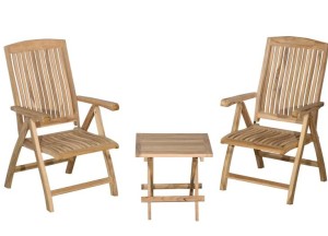 Set van 2 Teakhouten Tuinstoelen &amp;amp; Inklapbaar Bijzettafeltje | Comfort &amp;amp; Stijl - Teakea - Teakea