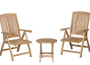 Teak Tuinset | 2 Linda Verstelbare Tuinstoelen | 1 Rondo Bijzettafel - Teakea