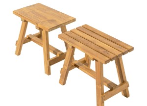 Naturel Teakhouten Krukje - LAtten Zitting | Tijdloos en Veelzijdig | 50x30x45 cm