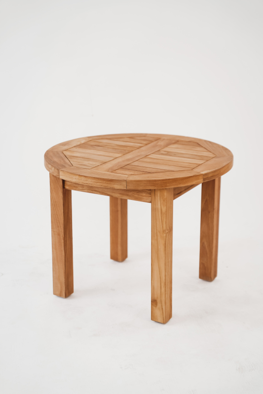 Ronde Teak Salontafel Ø 60 cm – Vaste Poot – Massief FSC Teak