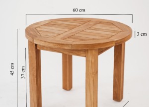 Ronde Teak Salontafel Ø 60 cm – Vaste Poot – Massief FSC Teak