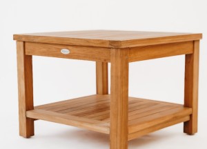 Tuin Bijzettafel Salontafel – Teakhout | 60x60x45 cm | Met Onderblad en RVS Bevestiging - Teakea