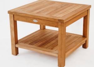 Tuin Bijzettafel Salontafel – Teakhout | 60x60x45 cm | Met Onderblad en RVS Bevestiging