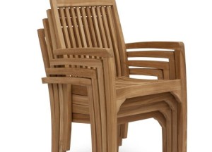 Stapelbare Teak Pile Stoelen + 60 Rond Klaptafel - Stijlvol en Praktisch