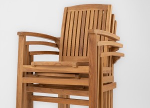 Teakhouten Tuinset | Vier Ibiza Stapelbare Tuinstoel + Tuintafel 120<>180 Ovaal