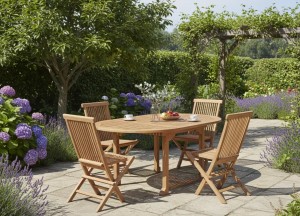 FSC Teakhouten Tuinset Tenerif | Ovale Uitschuiftafel 120-180 cm | Teakea - Teakea