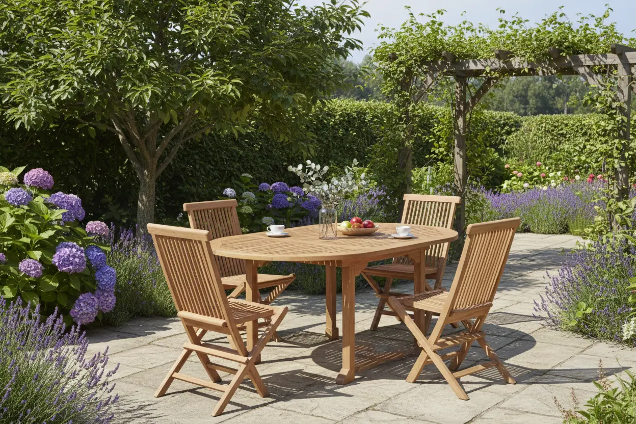 FSC Teakhouten Tuinset Tenerif | Ovale Uitschuiftafel 120-180 cm | Teakea