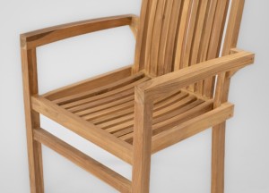 Teakhouten Tuinset Pile | Ovaal Uitschuifbare Tuintafel en Stapelbare Tuinstoelen