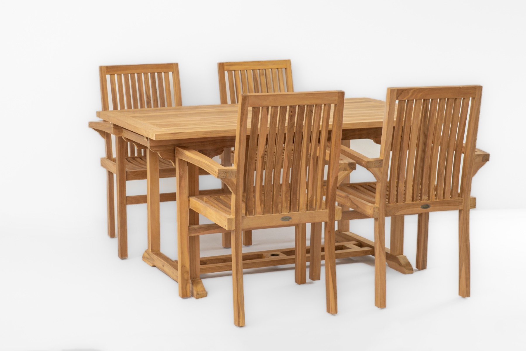 Teakhouten Tuinset Ibiza | Uitschuifbare Tuintafel &amp; Stapelbare Tuinstoelen
