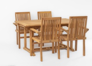 Teakhouten Tuinset Ibiza | Uitschuifbare Tuintafel &amp;amp; Stapelbare Tuinstoelen - Teakea