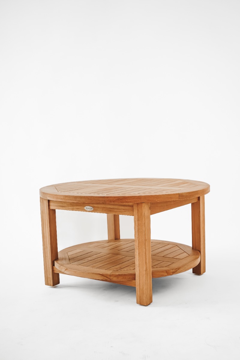 Teakhouten Tuin Salontafel Rond 80 cm met Onderblad | Duurzaam en Stijlvol