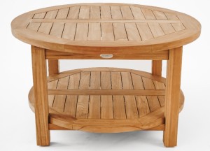 Teakhouten Tuin Salontafel Rond 80 cm met Onderblad | Duurzaam en Stijlvol