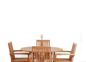 Teakhouten Tuintafel Matrix – 120 Rond x 77 cm | Houten Spinpoot | Duurzaam Tuinmeubel - Teakea