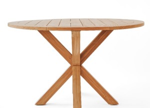 Teakhouten Tuintafel Matrix – 120 Rond x 77 cm | Houten Spinpoot | Duurzaam Tuinmeubel