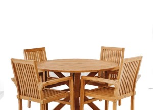 Teakhouten Tuintafel Ø150cm met Houten Middenpoot - Stijlvolle Tuintafel