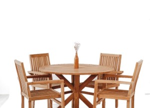 Teakhouten Tuintafel Ø150cm met Houten Middenpoot - Stijlvolle Tuintafel