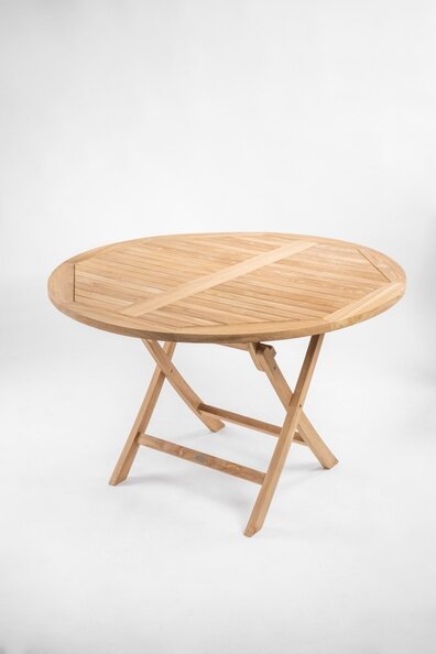 Teakhouten Klaptafel – Rond Ø 120 cm | Inklapbare Tuintafel | Duurzaam en Praktisch