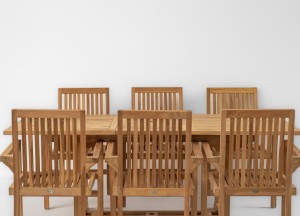 Teakhouten Tuinset | Uitschuifbare Tuintafel Rechthoekig en 6 Stapelbare Tuinstoelen Pile - Teakea
