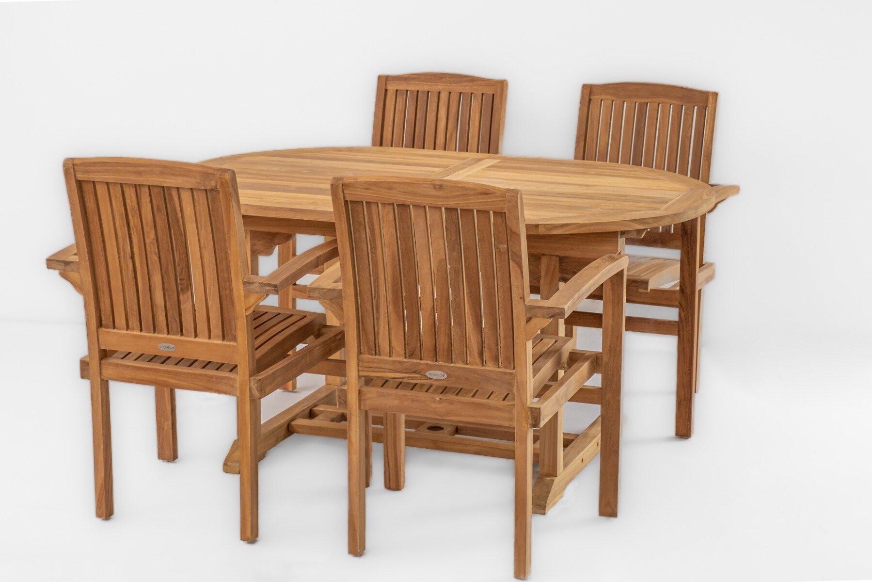 Stacker Teakhouten Tuinset | Stapelbare Teak Tuinstoelen + Uitschuifbare Tuintafel
