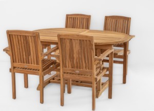 Stacker Teakhouten Tuinset | Stapelbare Teak Tuinstoelen + Uitschuifbare Tuintafel - Teakea