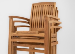 Stacker Teakhouten Tuinset | Stapelbare Teak Tuinstoelen + Uitschuifbare Tuintafel