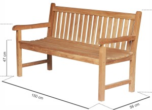 Windsor Teak Tuinbank 150 cm | Stevige 3-Persoons Houten Buitenbank