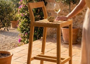 Barista Barkruk Teakhout – Met Rugleuning | 40×40 cm | 91 cm