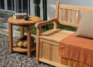 Ronde Teakhouten Tuin Salontafel 50 cm met Onderblad