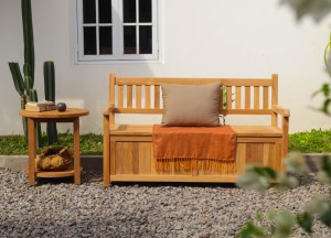 Ronde Teakhouten Tuin Salontafel 50 cm met Onderblad