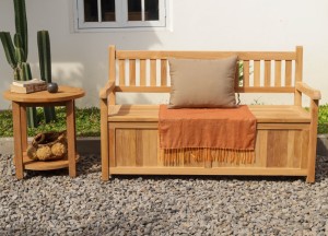 Ronde Teakhouten Tuin Salontafel 50 cm met Onderblad