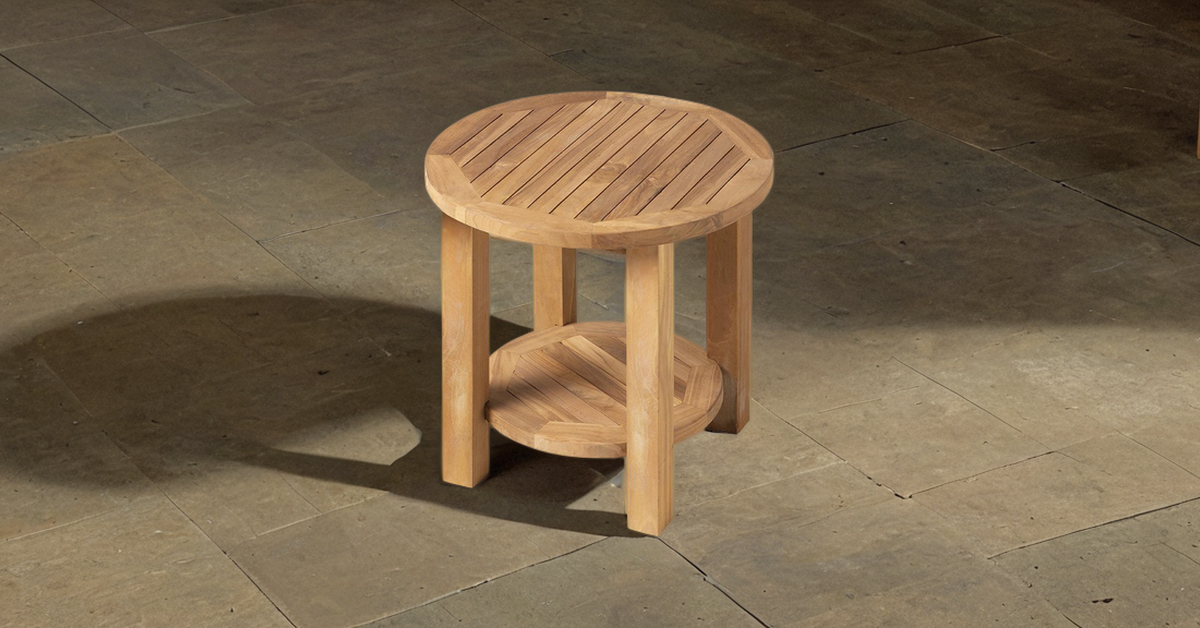 Ronde Teakhouten Salontafel 60 cm met Onderblad Buiten