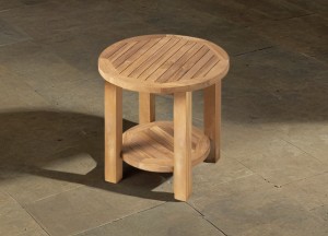 Ronde Teakhouten Salontafel 60 cm met Onderblad Buiten - Teakea