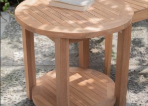 Ronde Teakhouten Salontafel 60 cm met Onderblad Buiten